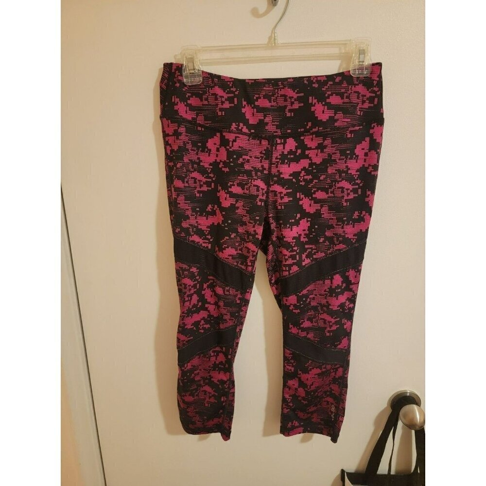 Reebok Workout Capri Leggings Womens Medium Pink & Black Pre-owned